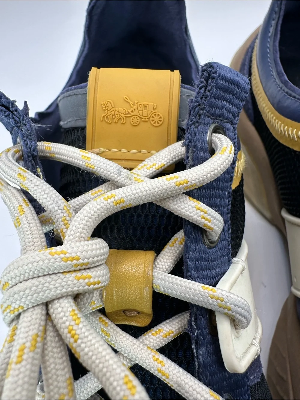 Coach  Navy, Tan & Cream Lace-Up Sneakers